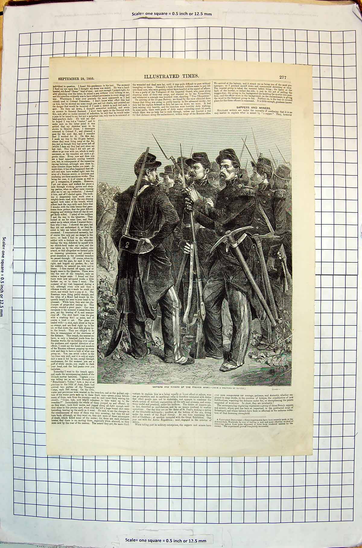 Antique Old Print Sappers Miners French Army Men Weapons Implements Uniform