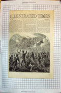 Antique Old Print Scaling Parapet Redan Men Weapons Uniform War Fighting 1855