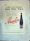 Original Old Vintage Print Advertisement Moseloro Estate Wine 1920 London 20th