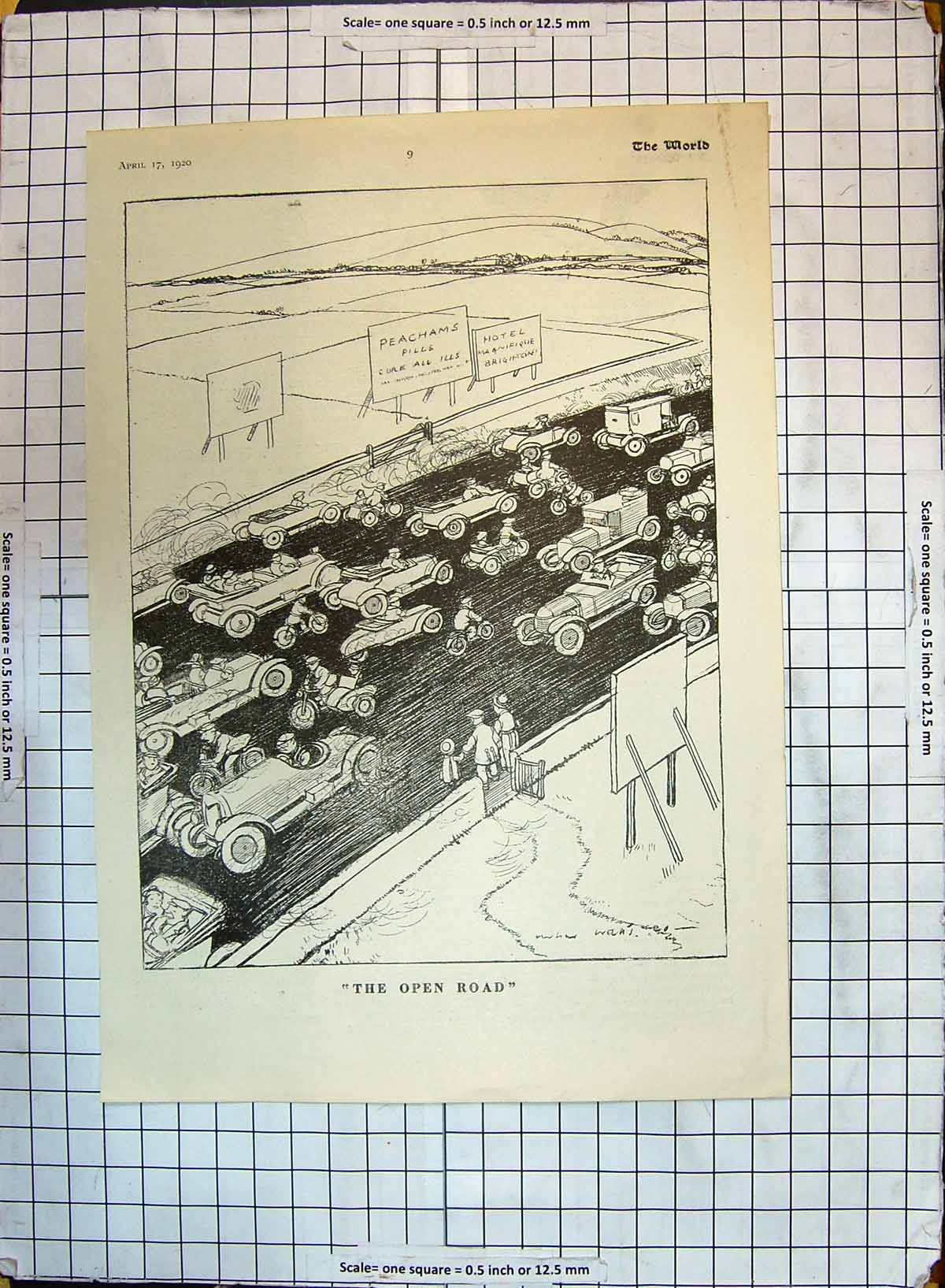 Antique Old Print 1920 Advertisment Open Road Beechams Pills Hotel Brighton