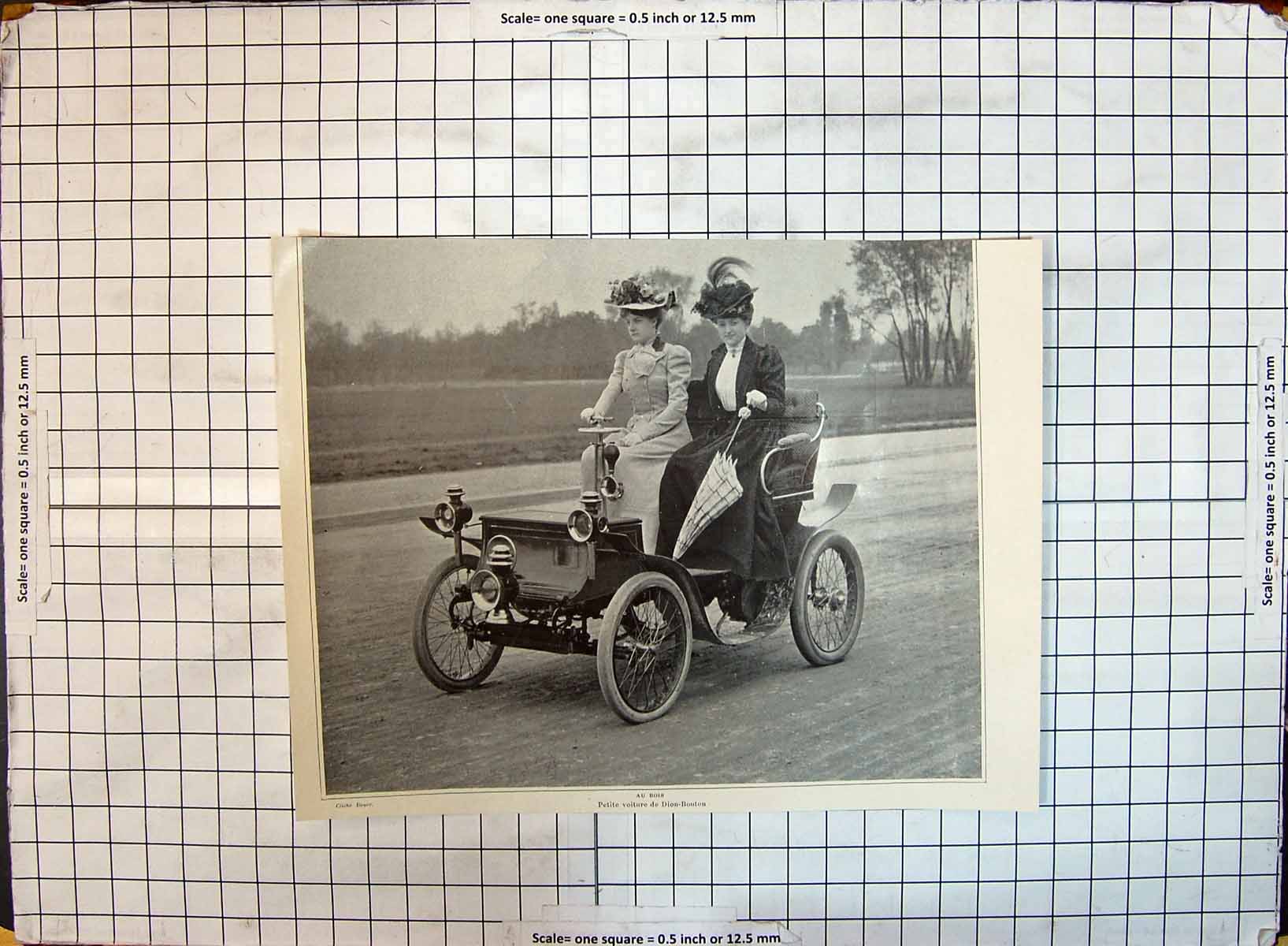 Old Photograph Ladies Car Transport Au Boia Petite Voiture Dion-Bouto