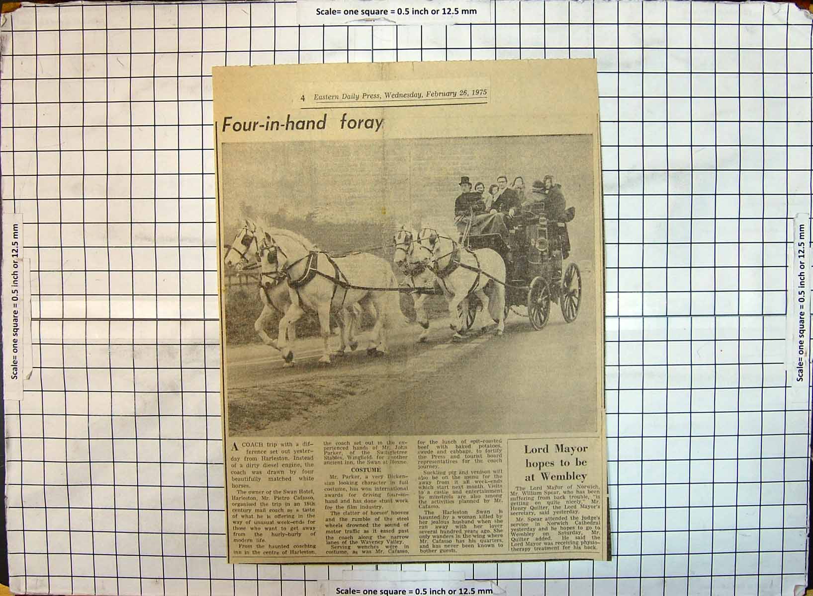 Old 1975 Eastern Daily Press Four-In-Hand Coach Transport Harleston P 20th
