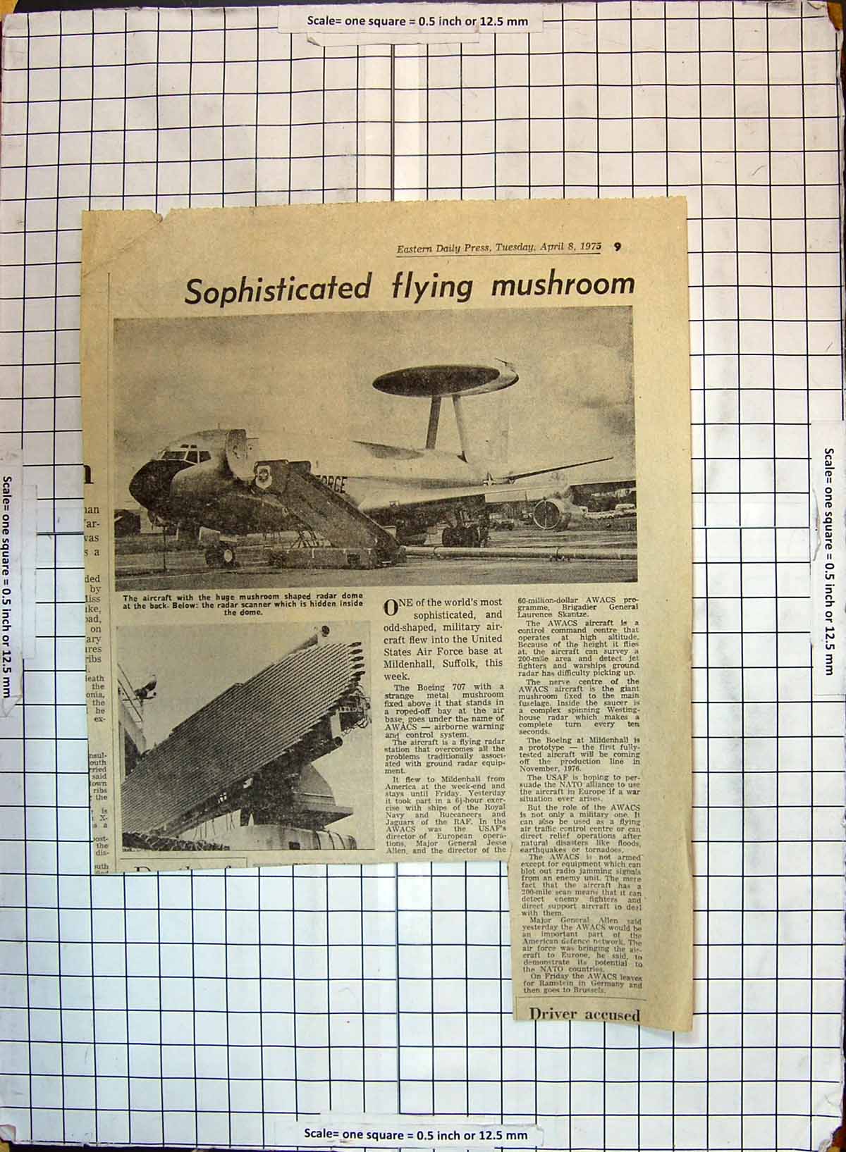 Old Eastern Daily Press 1975 Military Aircraft America Air Base Milde 20th