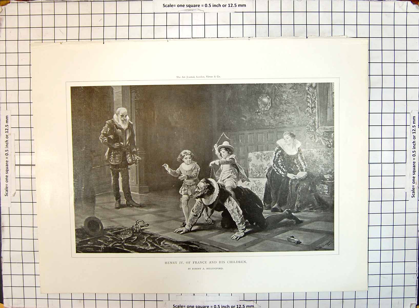Original Old Antique Print Scene Henry Iv France Children Robert Hillingford