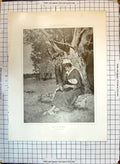 Original Old Antique Print Motherhood Mother Baby Trees Oliver Rhys
