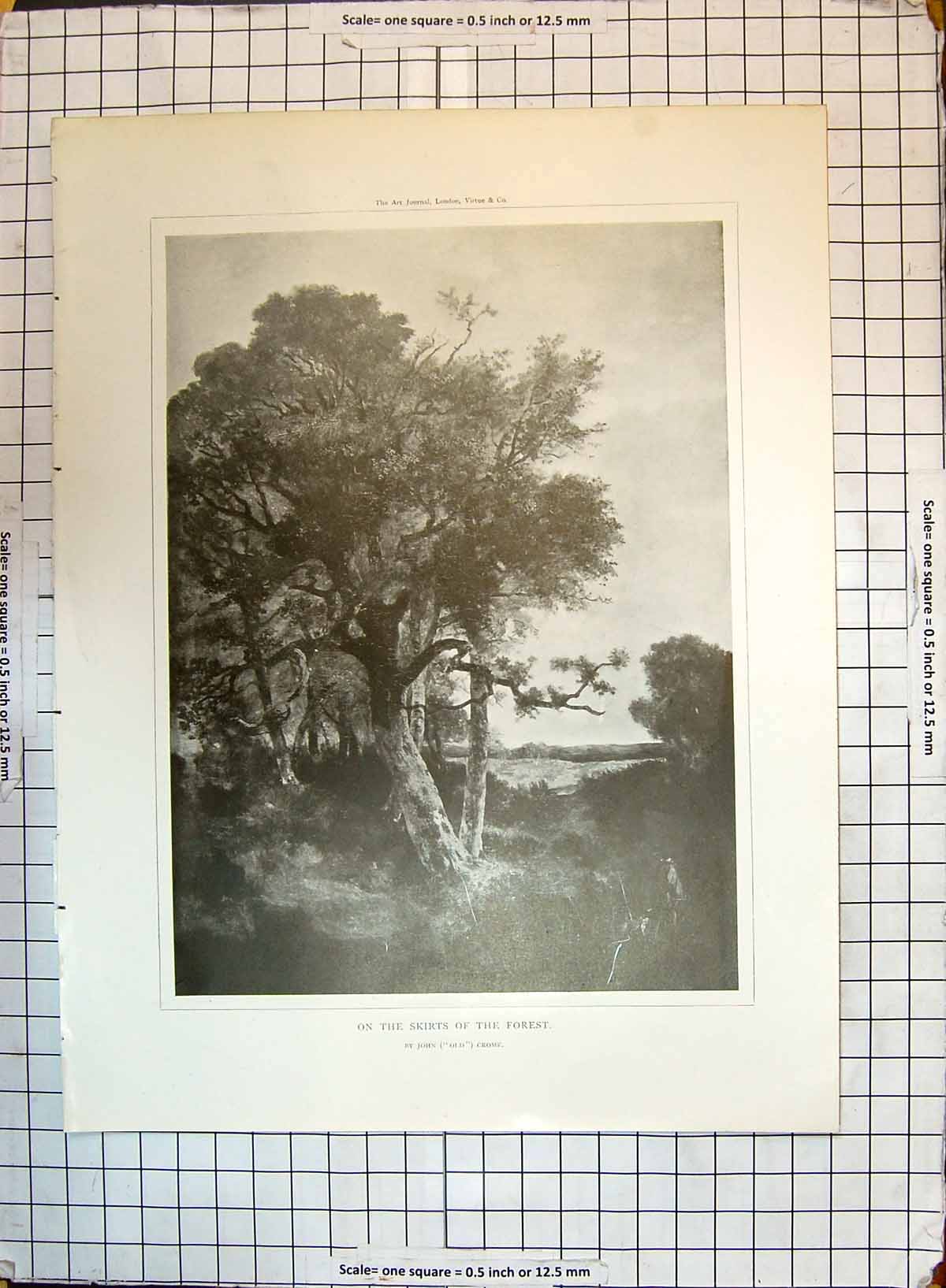 Original Old Antique Print Trees Skirts Forest John Crome Man Dog