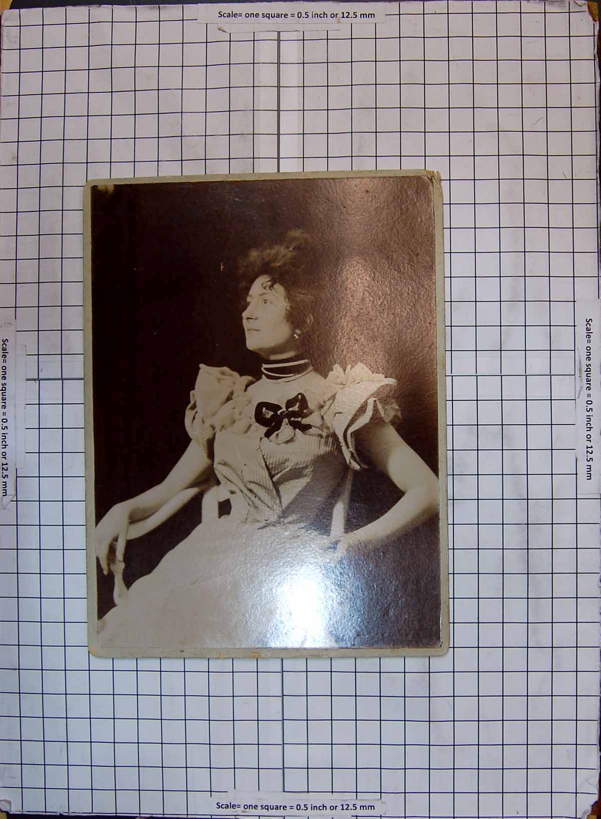 Original Old Antique Print Photograph Beautiful Woman Sitting Chair Victorian