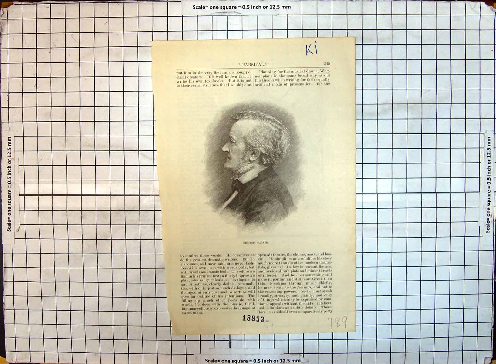 Old Portrait Richard Wagner Gentleman Dramatic Writer Scene Parsifal Victorian
