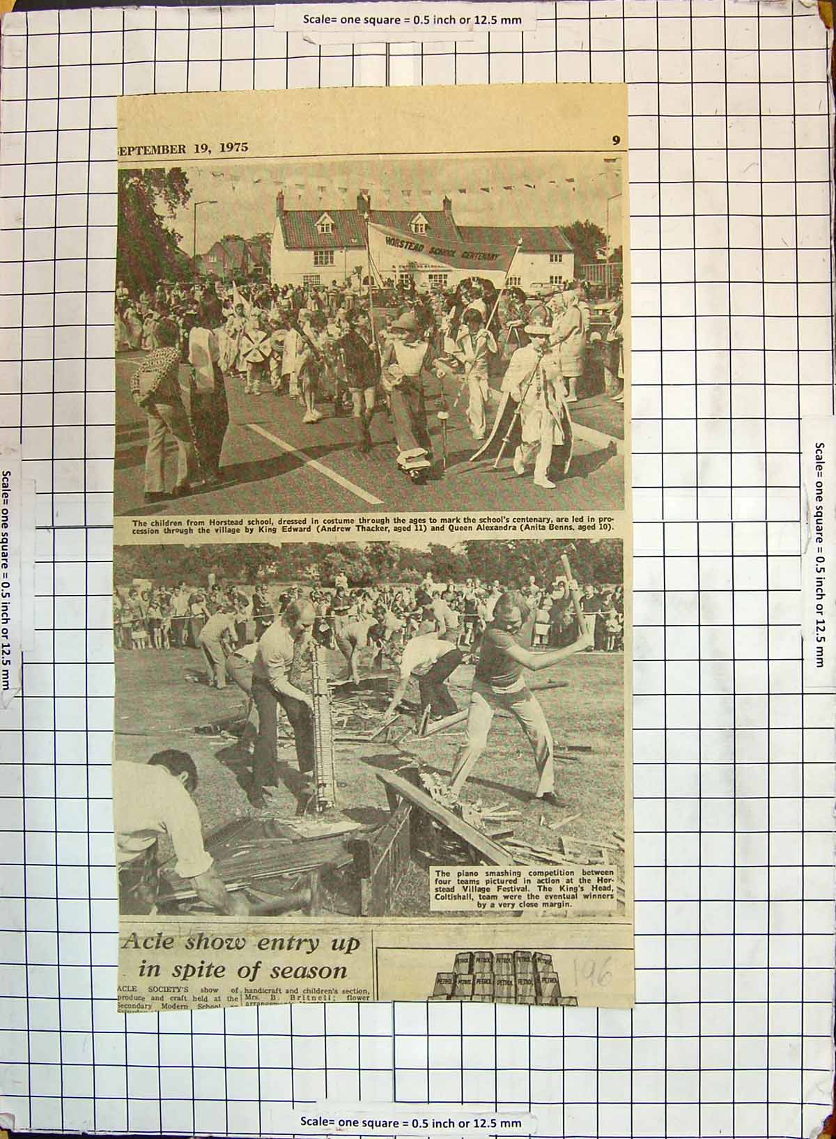 Antique Old Print 1975 Children Sport Horstead King Edward Thacker Townsend