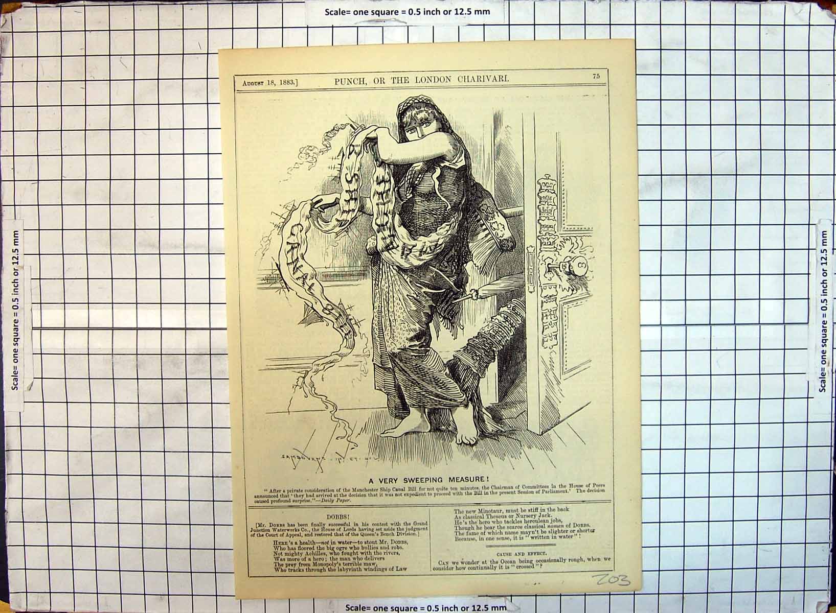 Old Antique Print 1883 Punch London Charivari Theatre Drury Lane Actors 19th