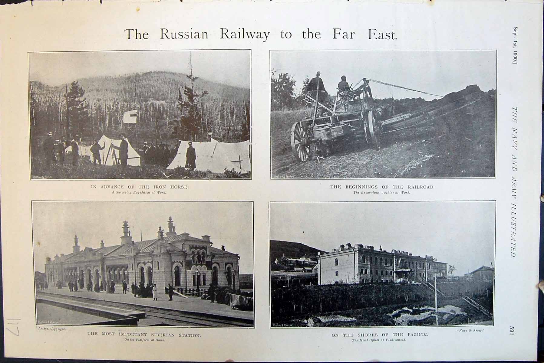 Old Russian Railway Far East Surveying Excavating Hotel Pacific 1900 Victorian
