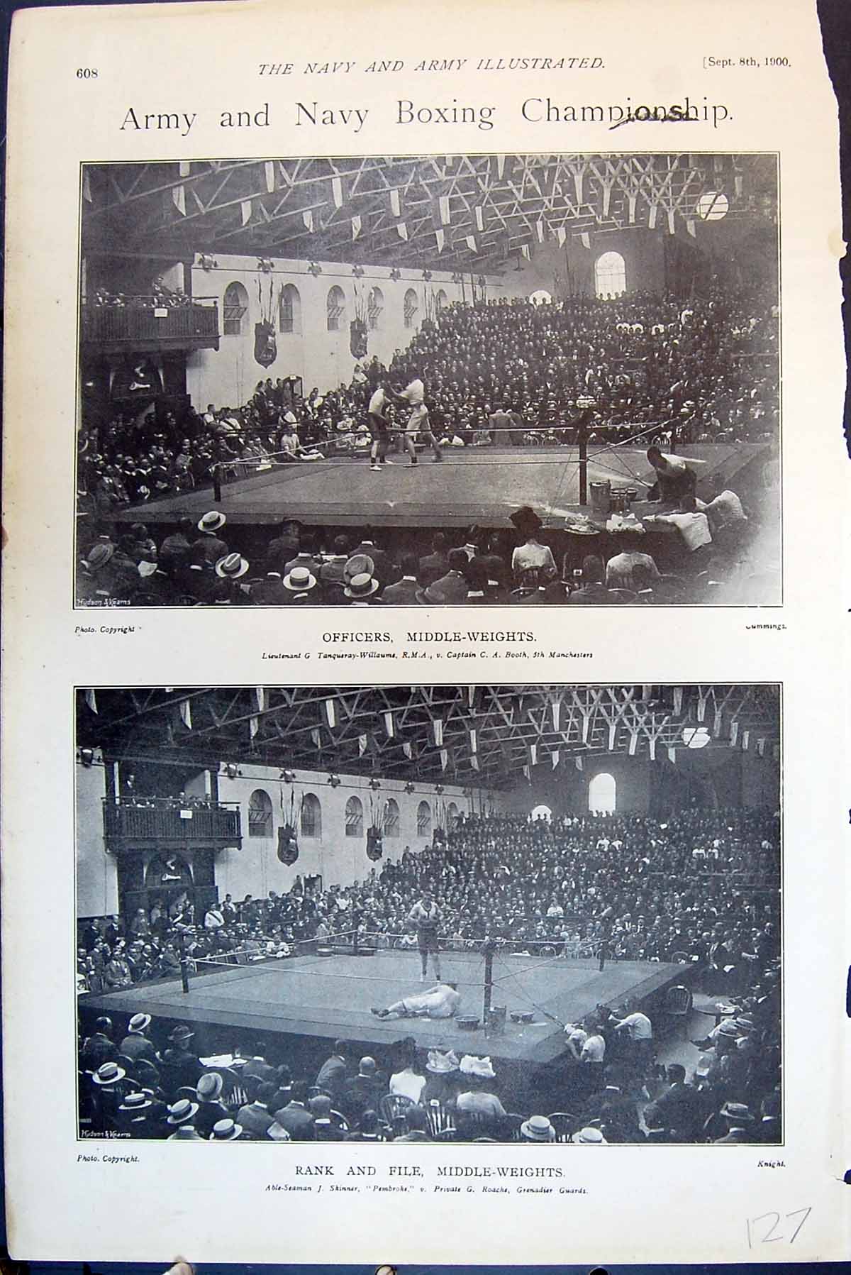Old Army Navy Boxing Championship Officers Middle-Weights Rank File 1900 20th