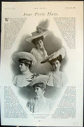 Old Print Four Paris Hats Artistic Creations Carlier & Co Lewis & Co 1904 20th