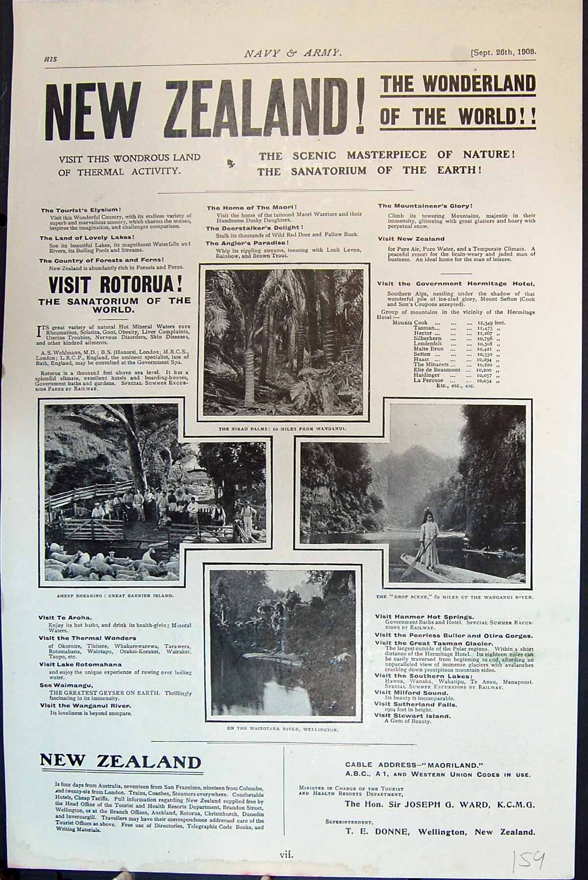Antique Print New Zealand Advertisement Wondrous Land Thermal Activity 1903