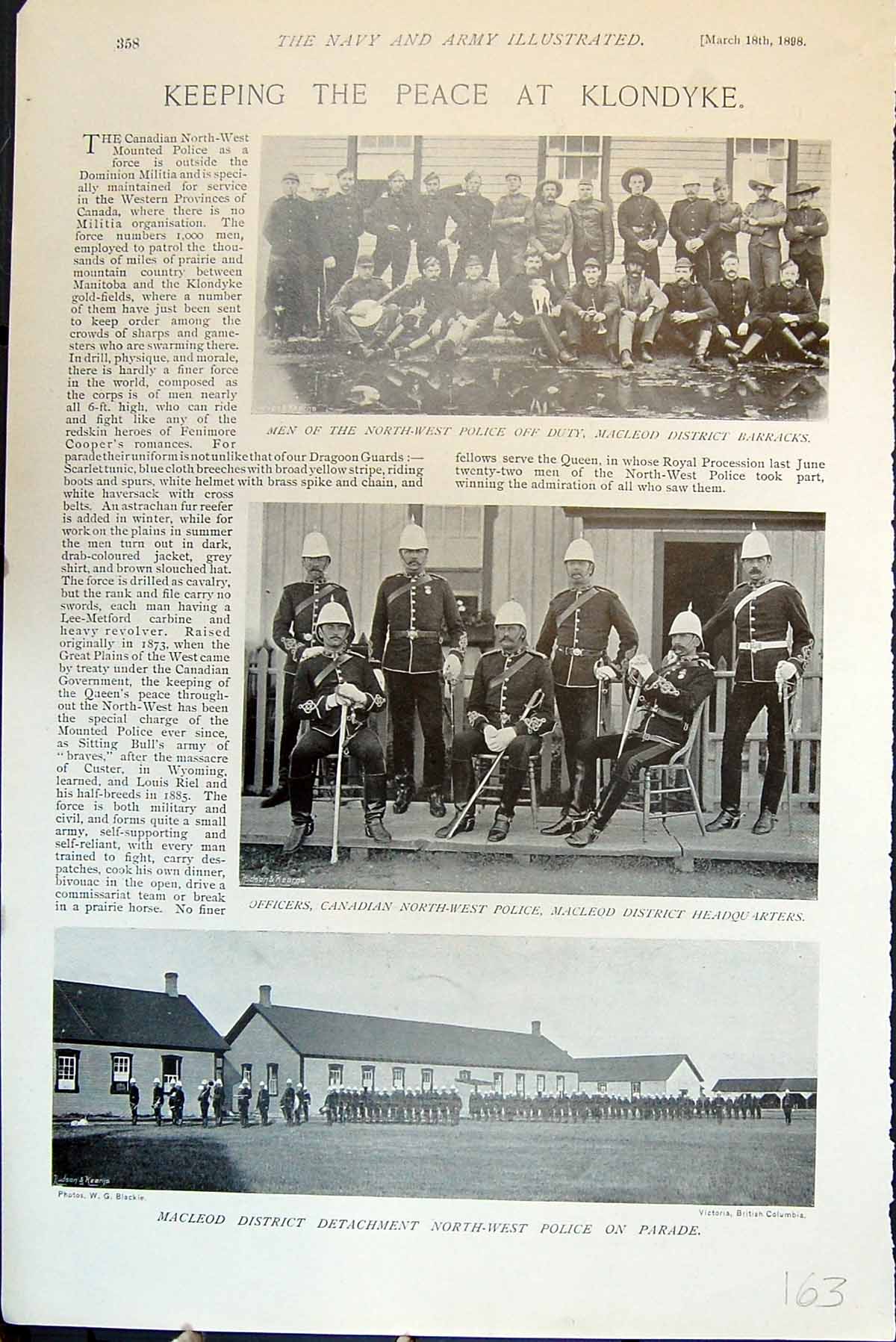 Old Keeping Peace Klondyke Men Officers Macleod District Canadian 1898 19th