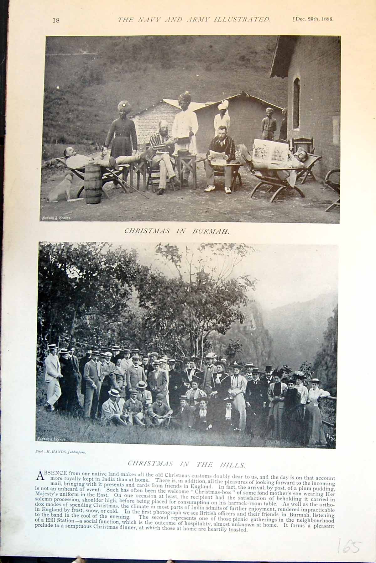 Antique Old Print Christmas Burmah Newspapers Outdoors Hills Relaxing 1896 19th