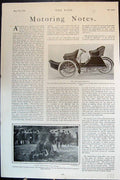 Antique Old Print Motoring Notes NewHp Rexette Experiment With Petrol 1904