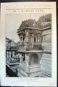 Antique Print Temple Hathi Singh Ahmedabad Native Indian Architecture 1904 20th