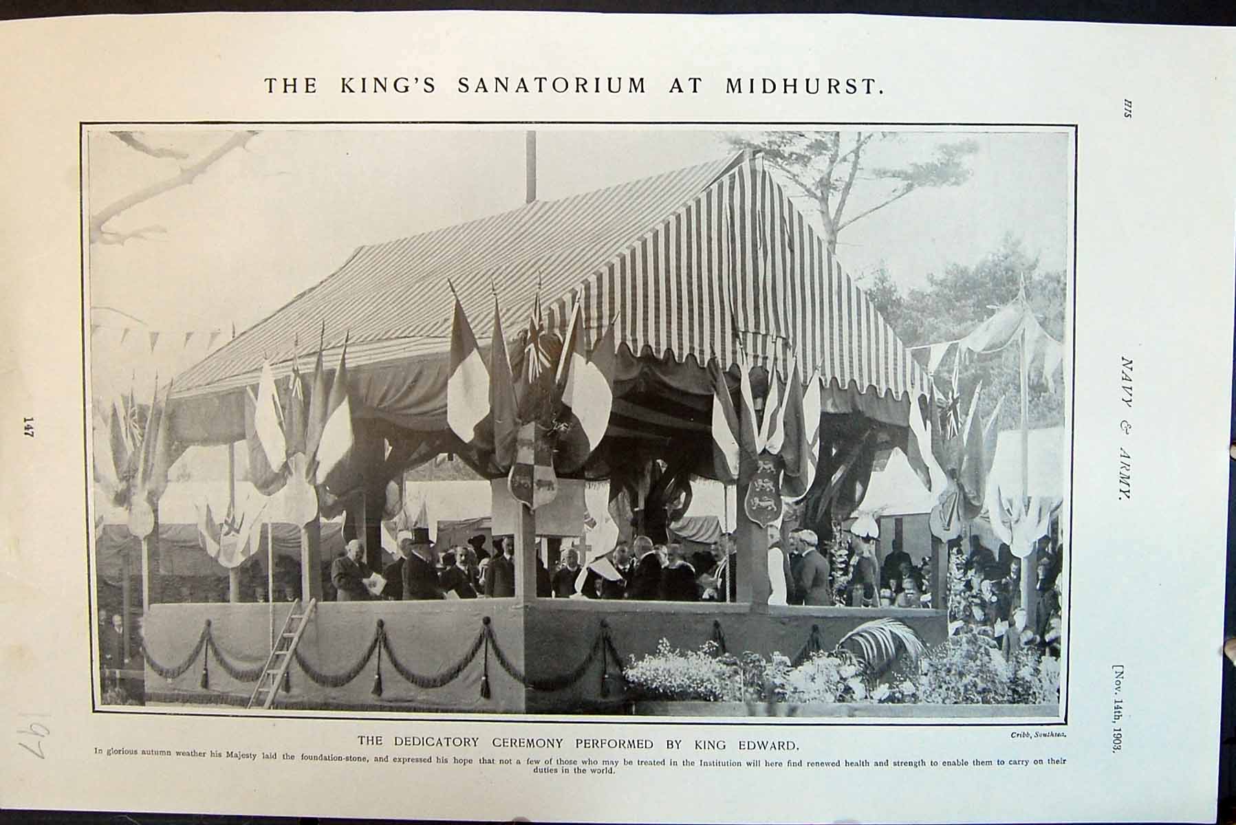Old Print King'S Sanatorium Midhurst Dedicatory Ceremony King Edward 1903 20th