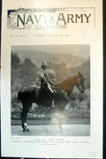 Old Print HIM The German Emperor Mounted Horseback Tropical Uniform 1898 19th