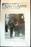 Old Print Sailor His Lass Home Once More Daughter Piped Dress Boater 1899 19th