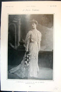 Antique Old Print Dinner-Gown Mousseline De Soie Drecoll Paris Toilette 1904