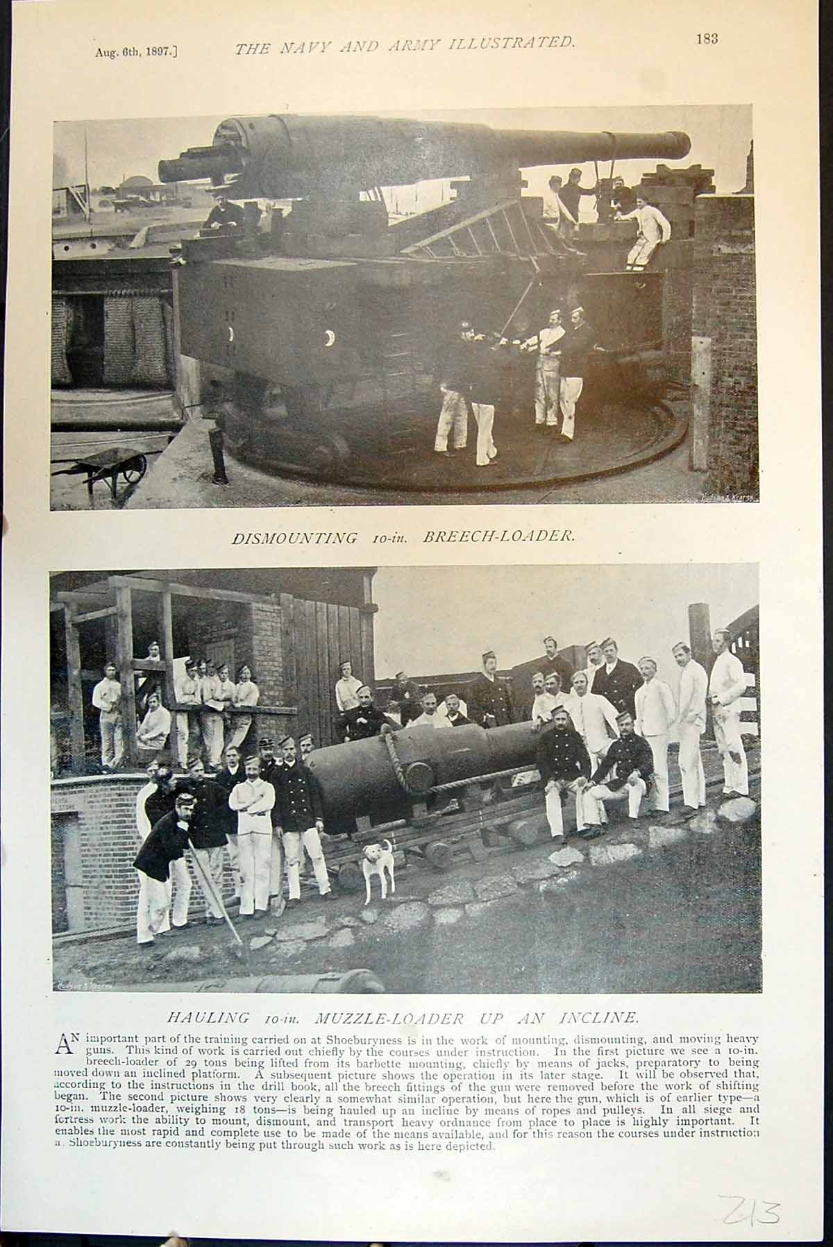 Old Dismounting 10 Inch Breech-Loader Hauling Muzzle-Loader Incline1897