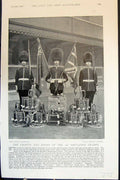 Antique Old Print Colours Drums 2Nd Grenadier Guards Queen'S Regimental 1896
