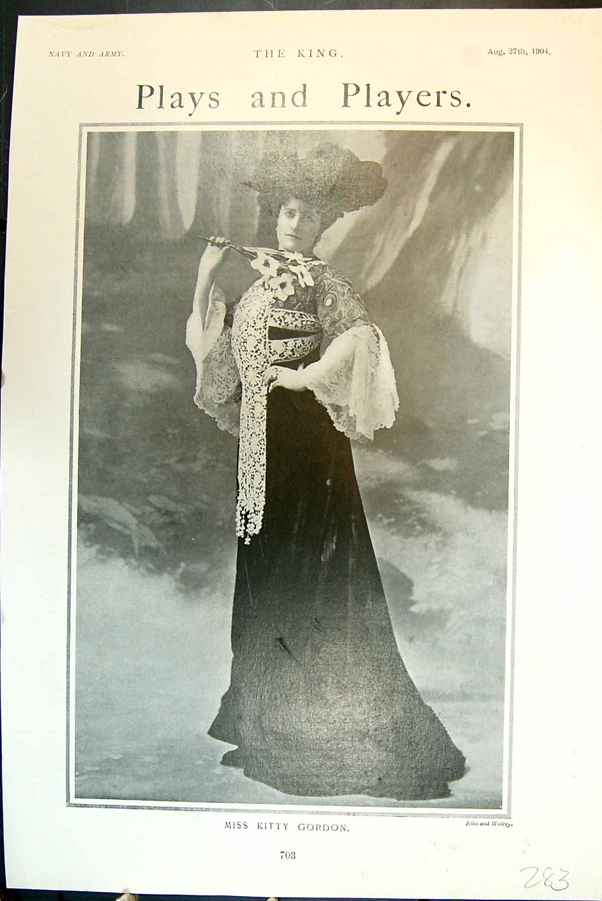 Antique Print Plays And Players Miss Kitty Gordon Portrait Full Length 1904