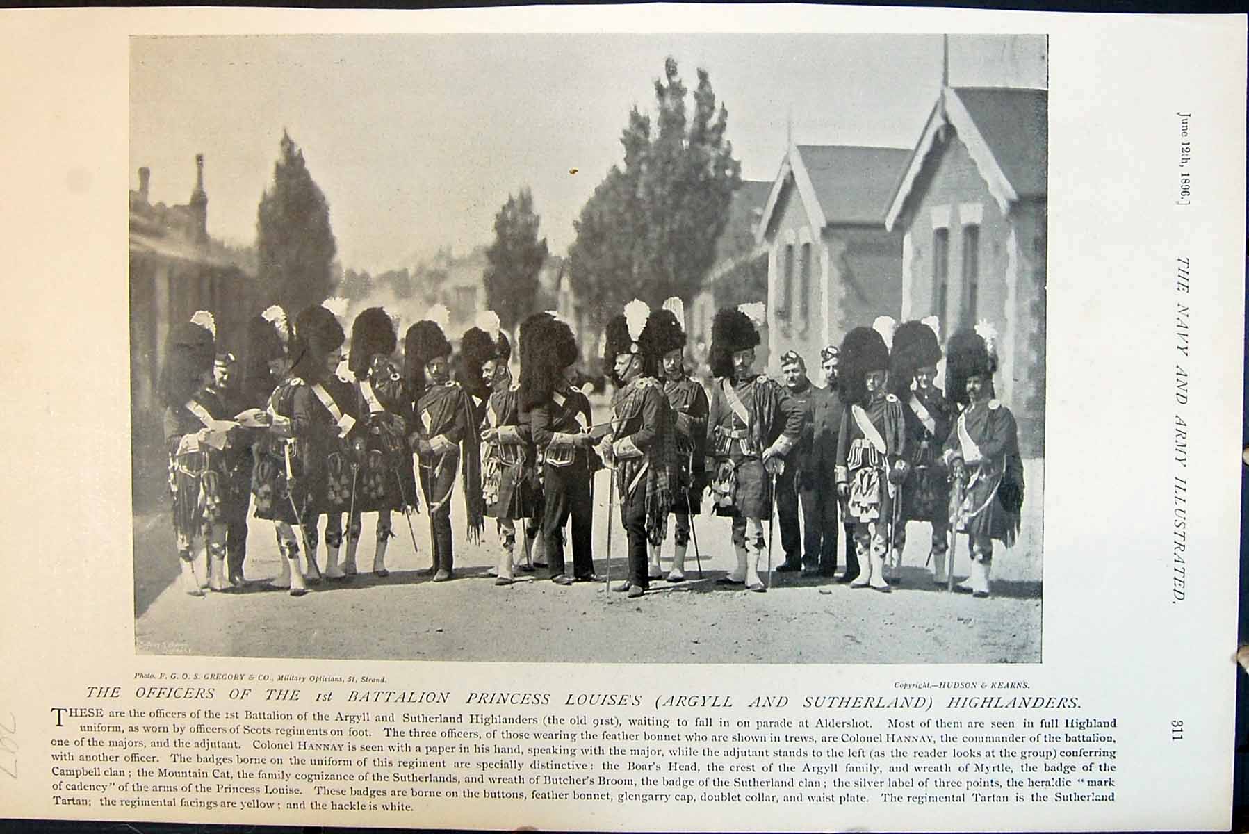 Old 1St Battalion Princess Louise'S Argyll Sutherland Highlanders 1896
