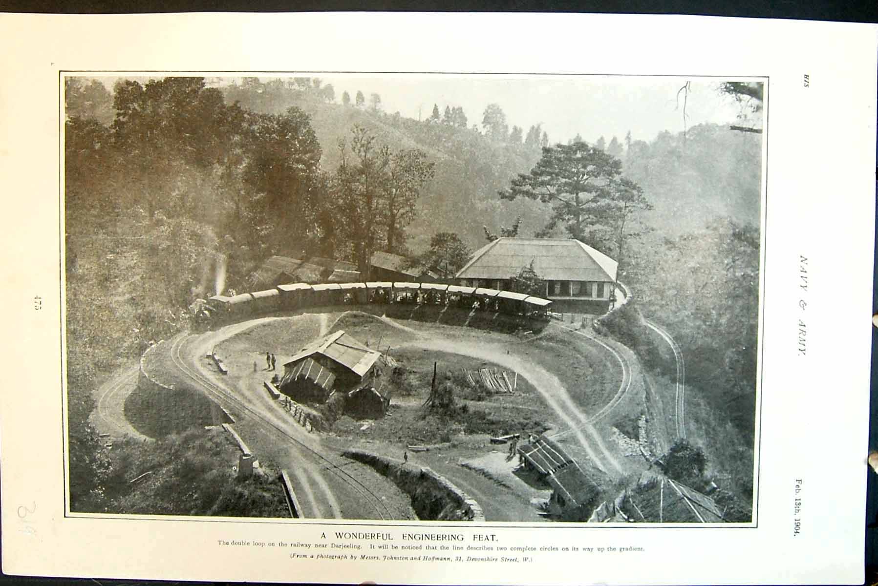 Old Double Loop Railway Darjeeling Engineering Feat Train Steam 1904 20th