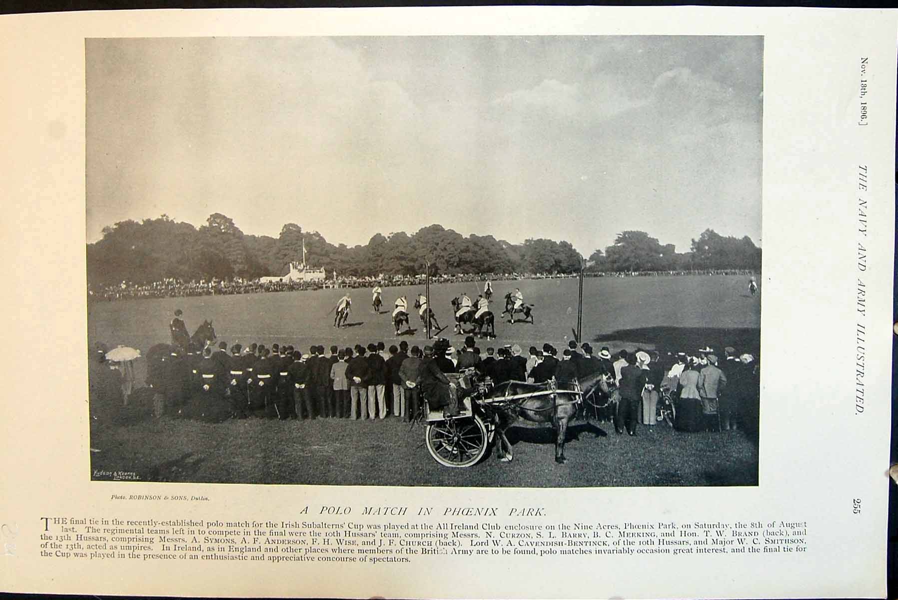 Old Polo Match Phoenix Park Irish Subaltern'S Cup All Ireland Club 1896 19th