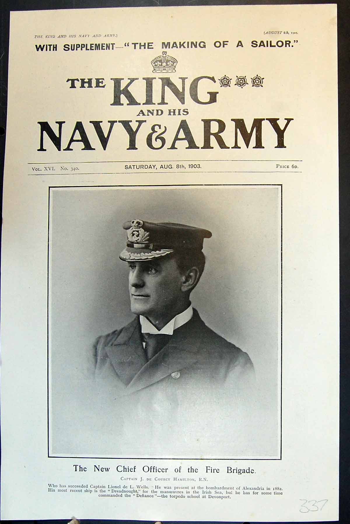 Old Captain J De Courcy Hamilton New Chief Officer Fire Brigade 1903 20th