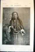 Old Print Thibet Native Woman Picturesque Costume Country-Folk Tibet 1904 20th