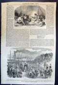 Antique Old Print Ambulance Tent For Sick Wounded Blessing Russian Prisoners