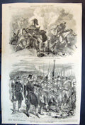 Old Print Sketches Crimea Shell Amongst Russian Cavalry Capture Malakoff
