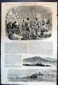 Antique Old Print Sappers Church Service Sebastopol View Kertch Yenikale 1855