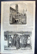 Old Antique Print Chapel St. Sano Bruges Interior Russian Guardhouse 1855 19th