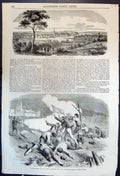 Antique Print Harbour City Kiel Baltic Russian Siers Firing Flag Truce 1855
