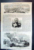Antique Old Print Landing Troops At Kertch General Yermaloff Sketches Crimea