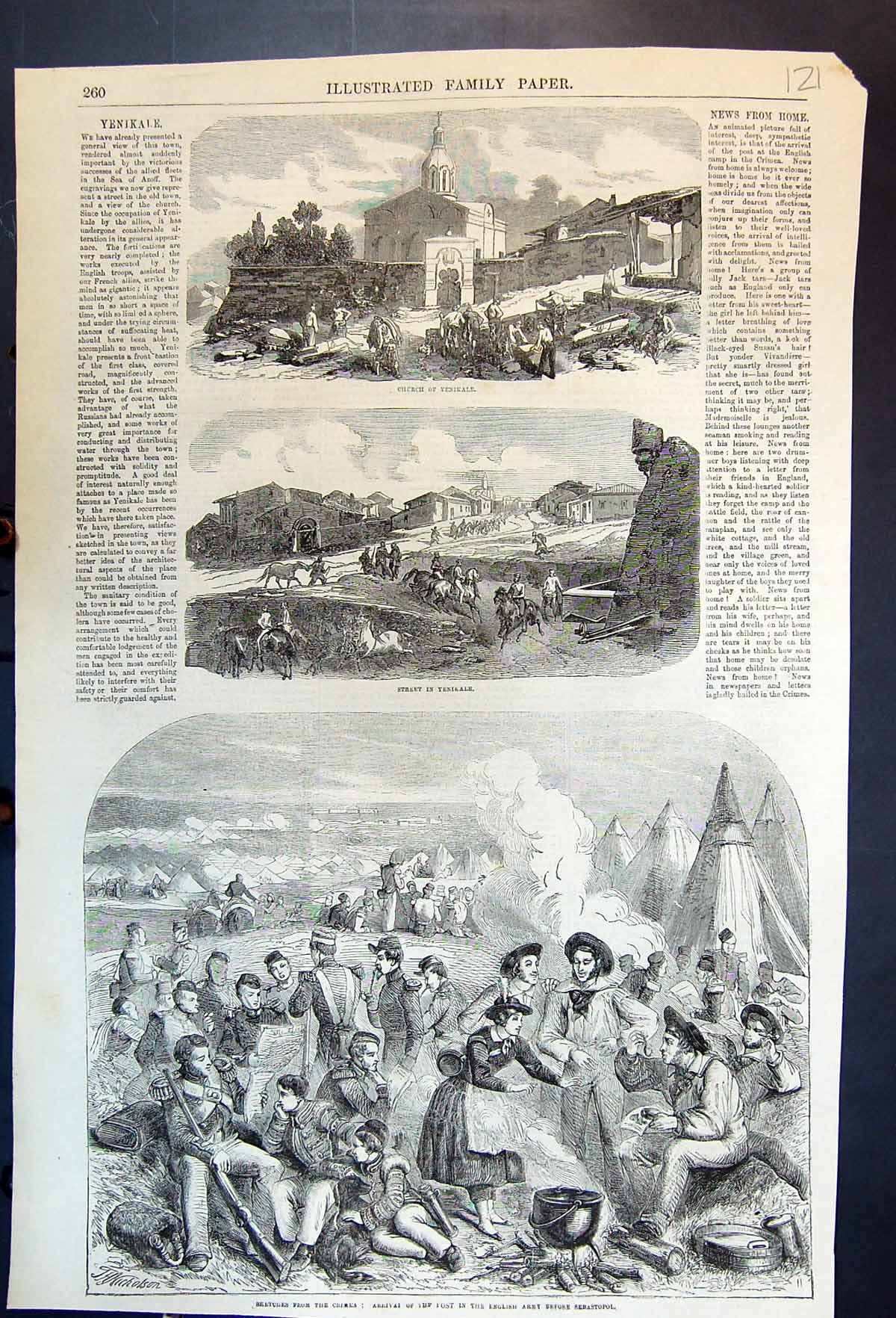 Old Print Church Yenikale Street Sketches Crimea Arrival Post Sebastopol