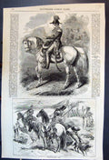 Old Antique Print General Simpson Crimean Forces Cossacks Plundering Farm