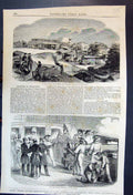 Antique Old Print Interior View Batteries Sebastopol Hms Miranda Into Action