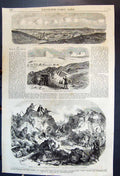 Old Antique Print City Sepastopol Tower Malakoff Storming Russian Battery