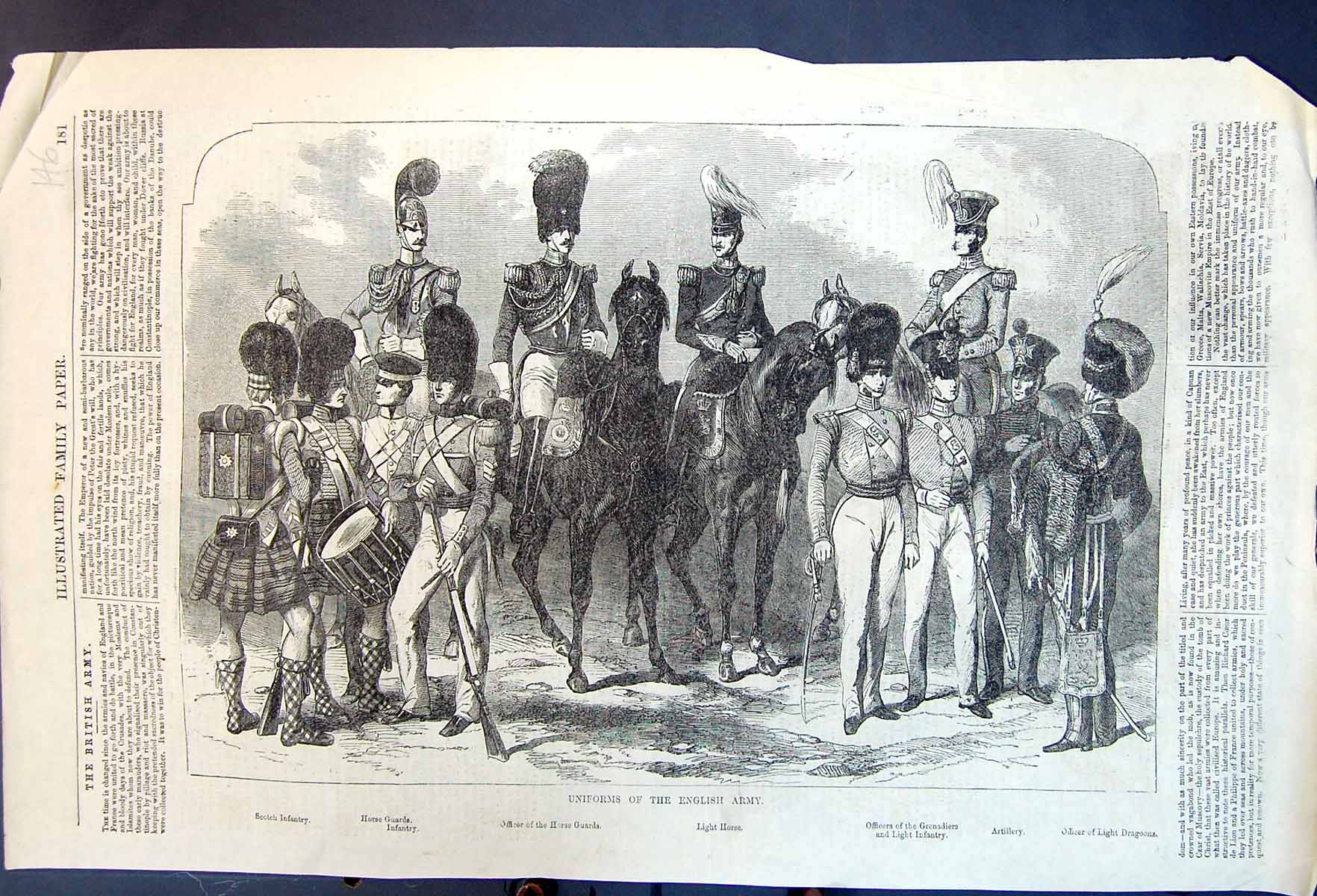Old Uniforms English Army Scotch Infantry Horse Guards Artillery 1854 Victorian