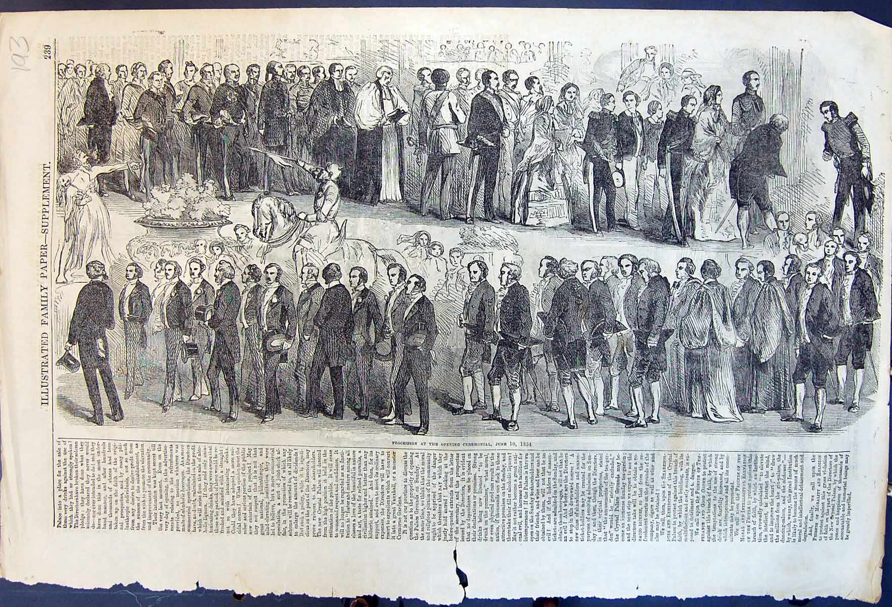 Antique Old Print Procession Opening Ceremonial Roman Court Assyrian 1854 19th