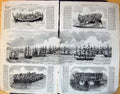 Old Print Damaged Allied Fleet Transport Crimea French English Raft 1854 19th