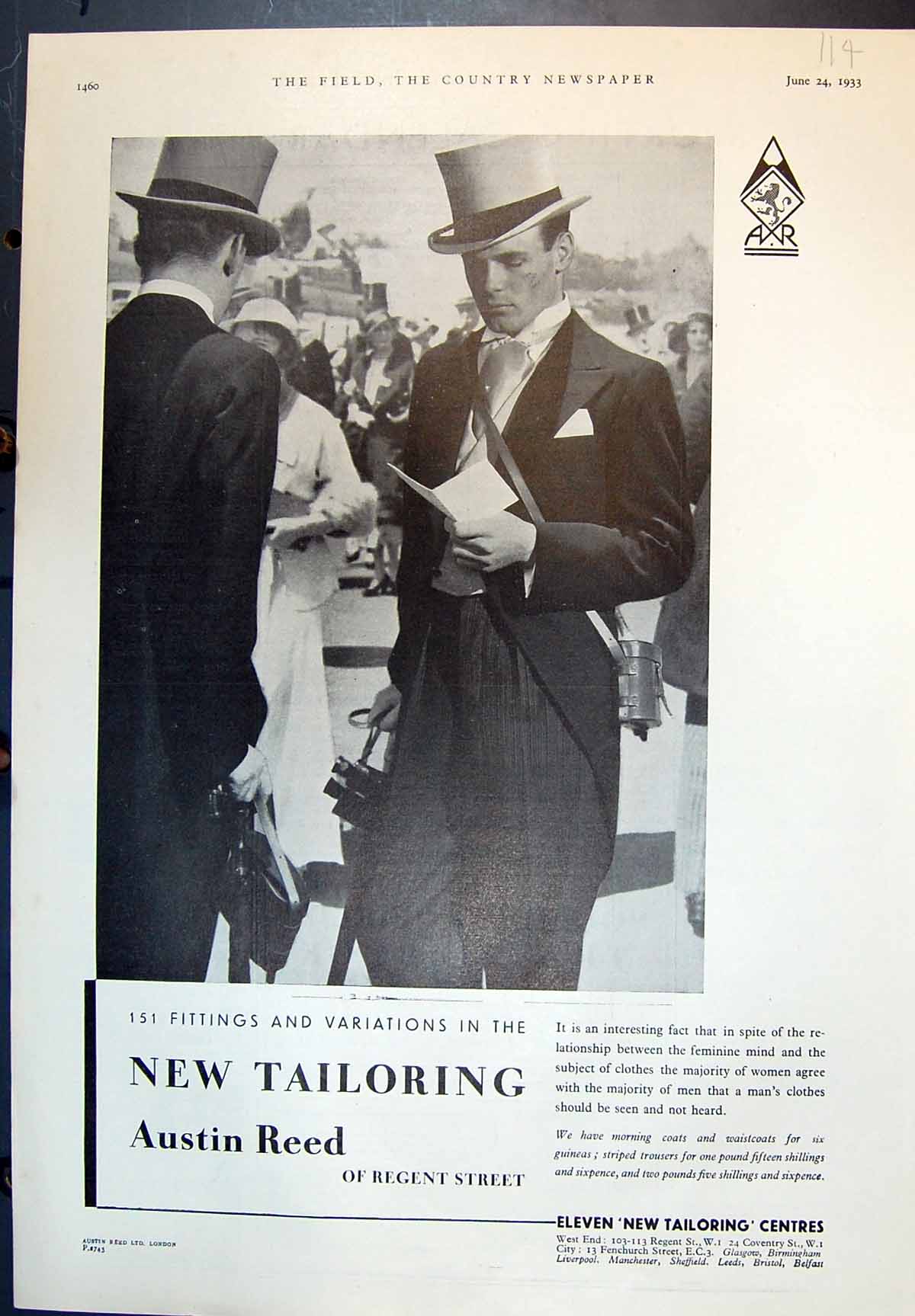 Old Print Austin Reed New Tailoring 151 Fittings Variations Menswear 1933