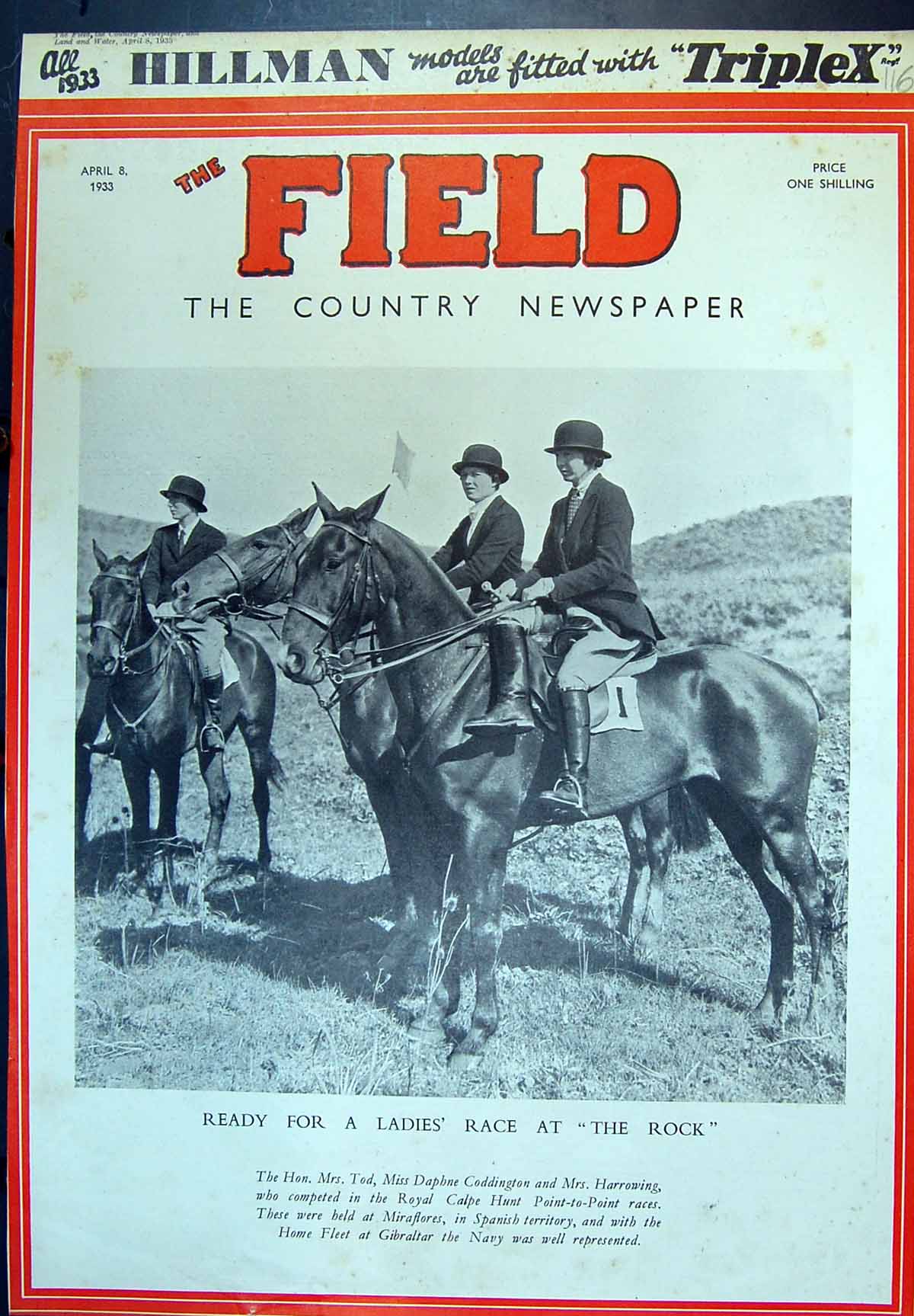 Old Print Ready Ladies Race Rock Mrs Tod Harrowing Daphne Coddington 1933 20th