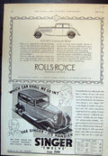 Antique Print Rolls Royce Continental Model Singer 12 From ú199 Saloon 1933